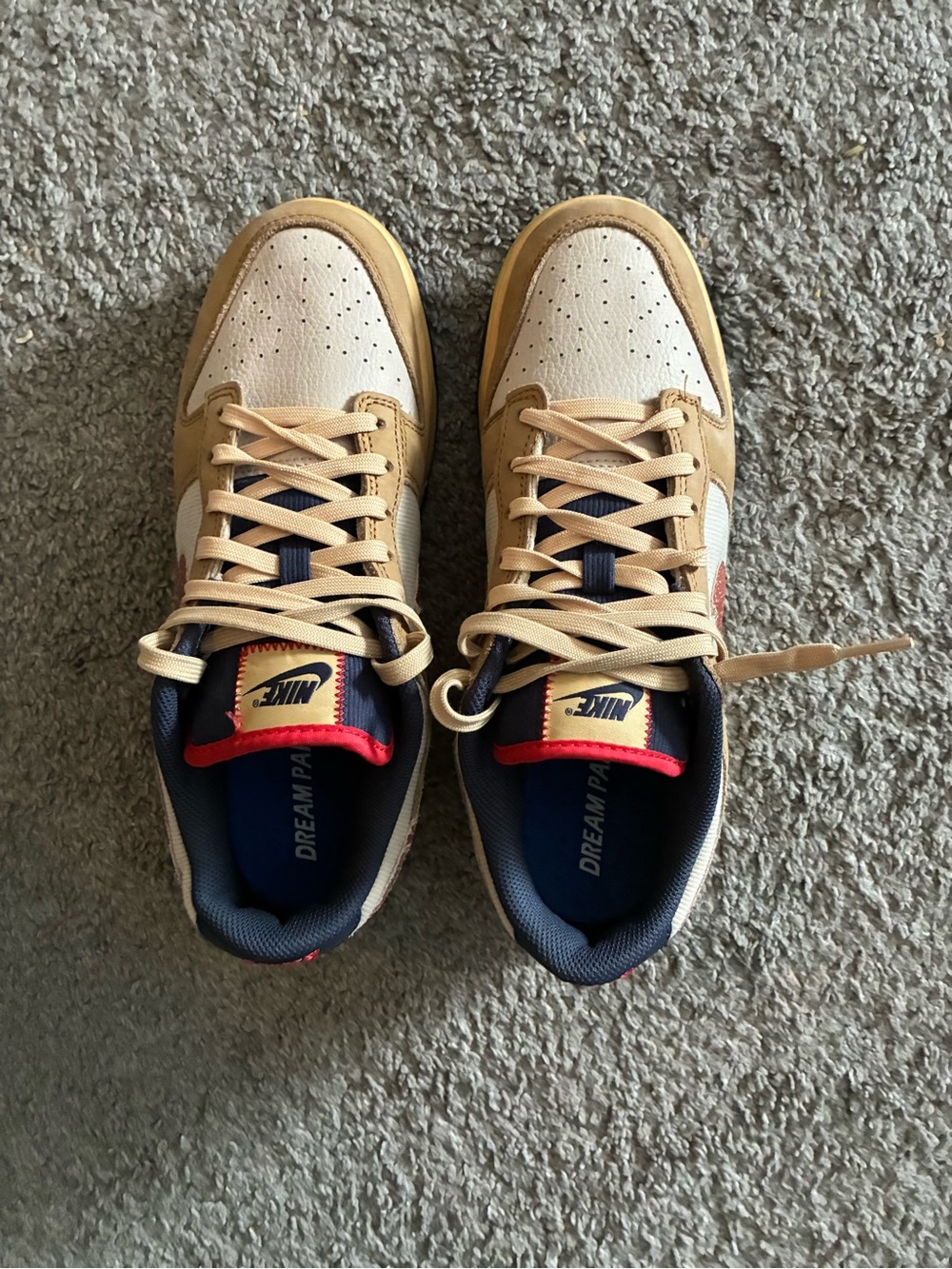 Nike Men's Tan, Cream and Navy Low-Top Sneakers